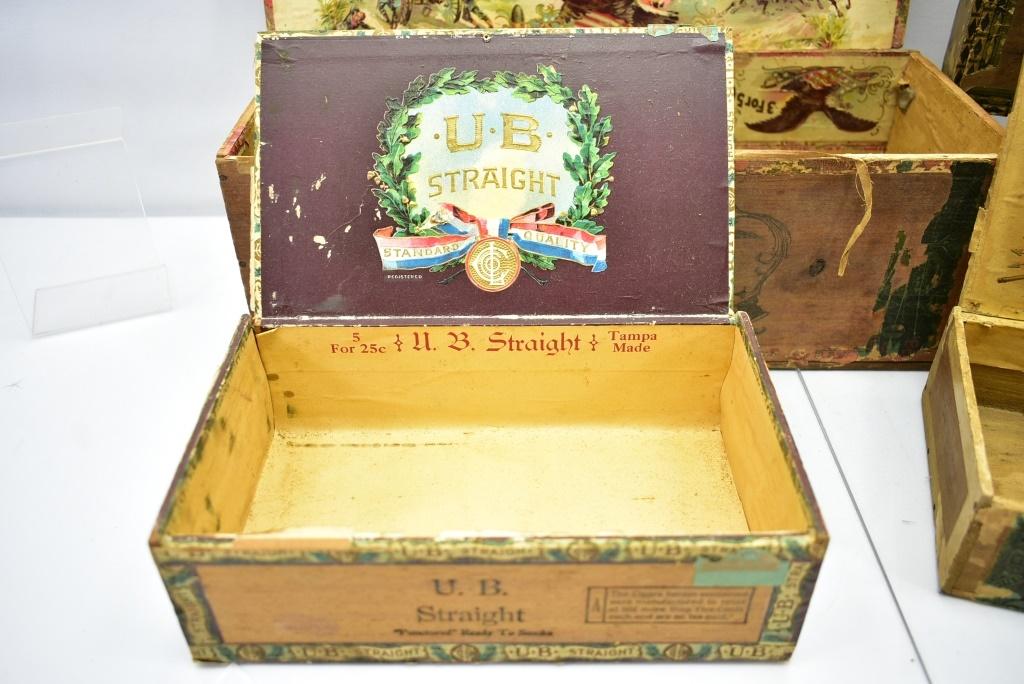 (6) Early Wooden Cigar Boxes (Sells Together)