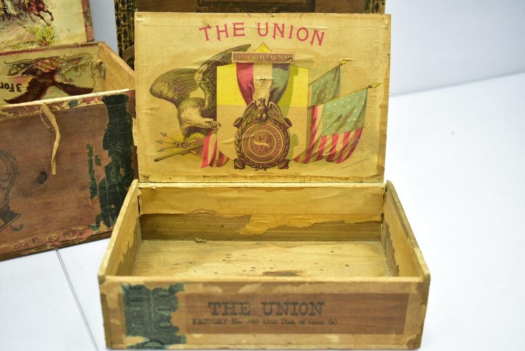 (6) Early Wooden Cigar Boxes (Sells Together)