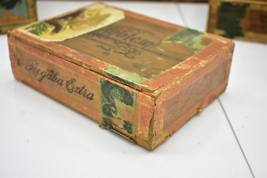 (6) Early Wooden Cigar Boxes (Sells Together)