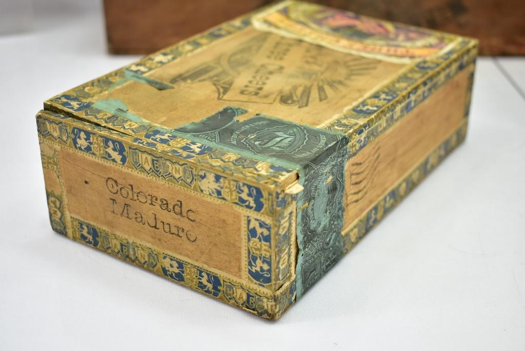 (6) Early Wooden Cigar Boxes (Sells Together)