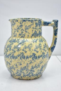 Antique Spongeware Stoneware Pitcher