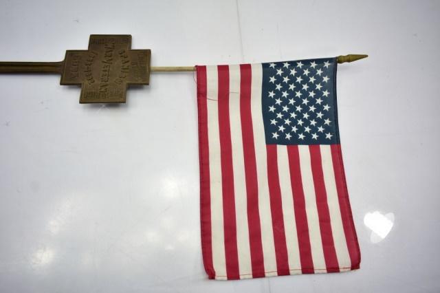 Spanish War Veteran, Bronze Grave Marker W/ American Flag