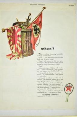 WWII Framed Texaco Advertisement