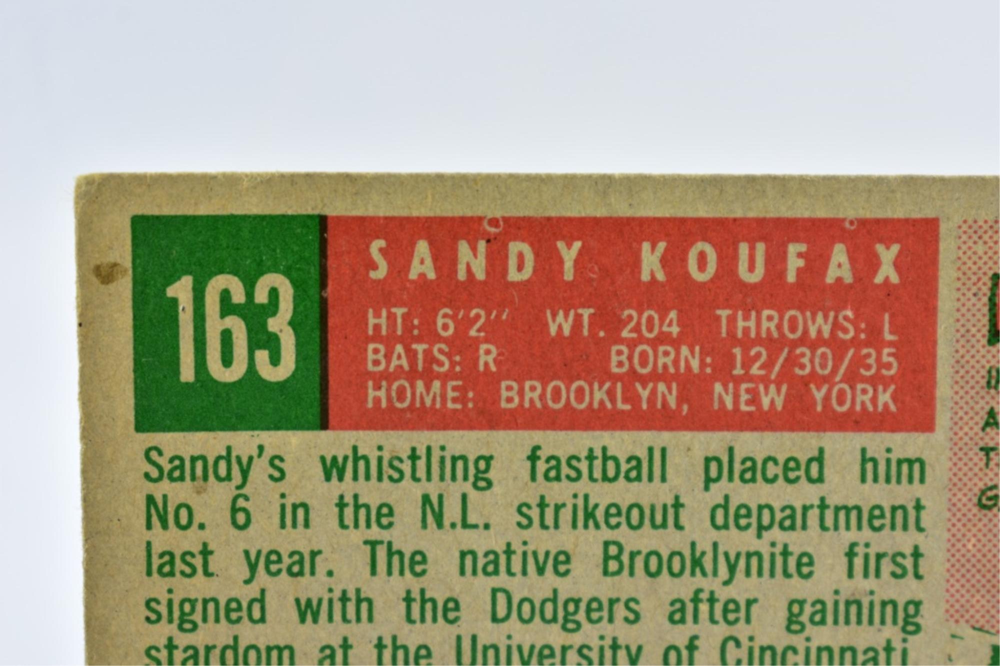 1959 Sandy Koufax - Los Angeles Dodgers - Topps #163