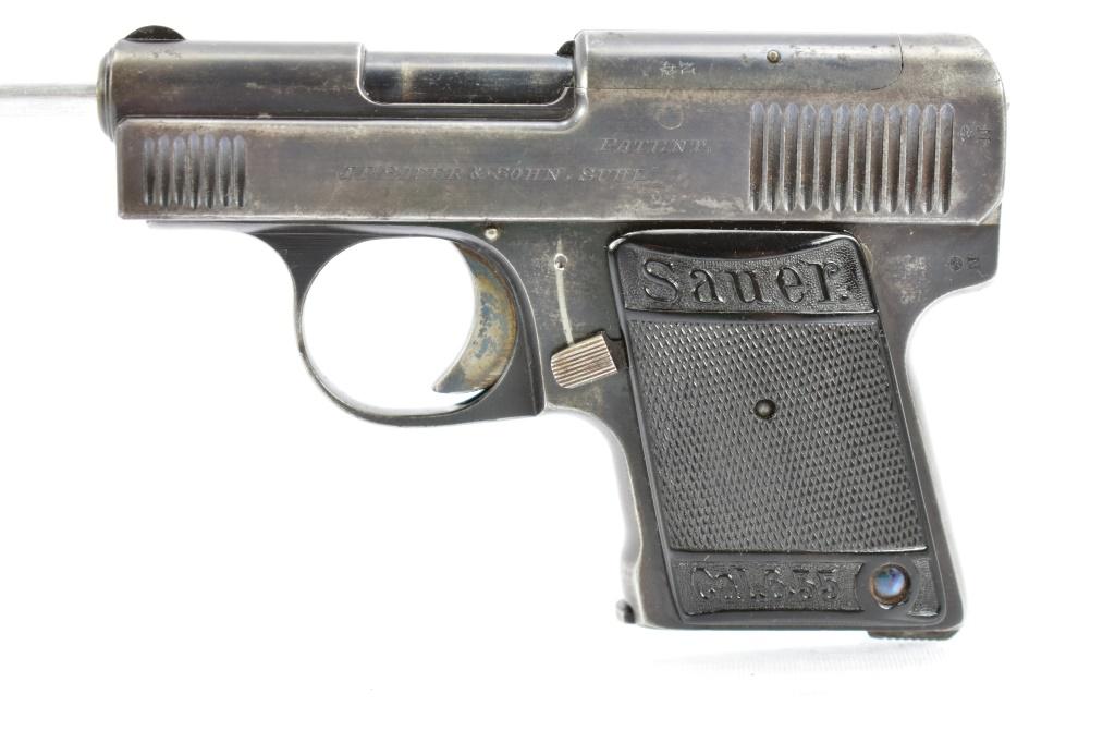 1920'S German J.P. Sauer, Model WTM 24, 6.5mm Cal., Semi-Auto, W/ Holster, SN - 7412