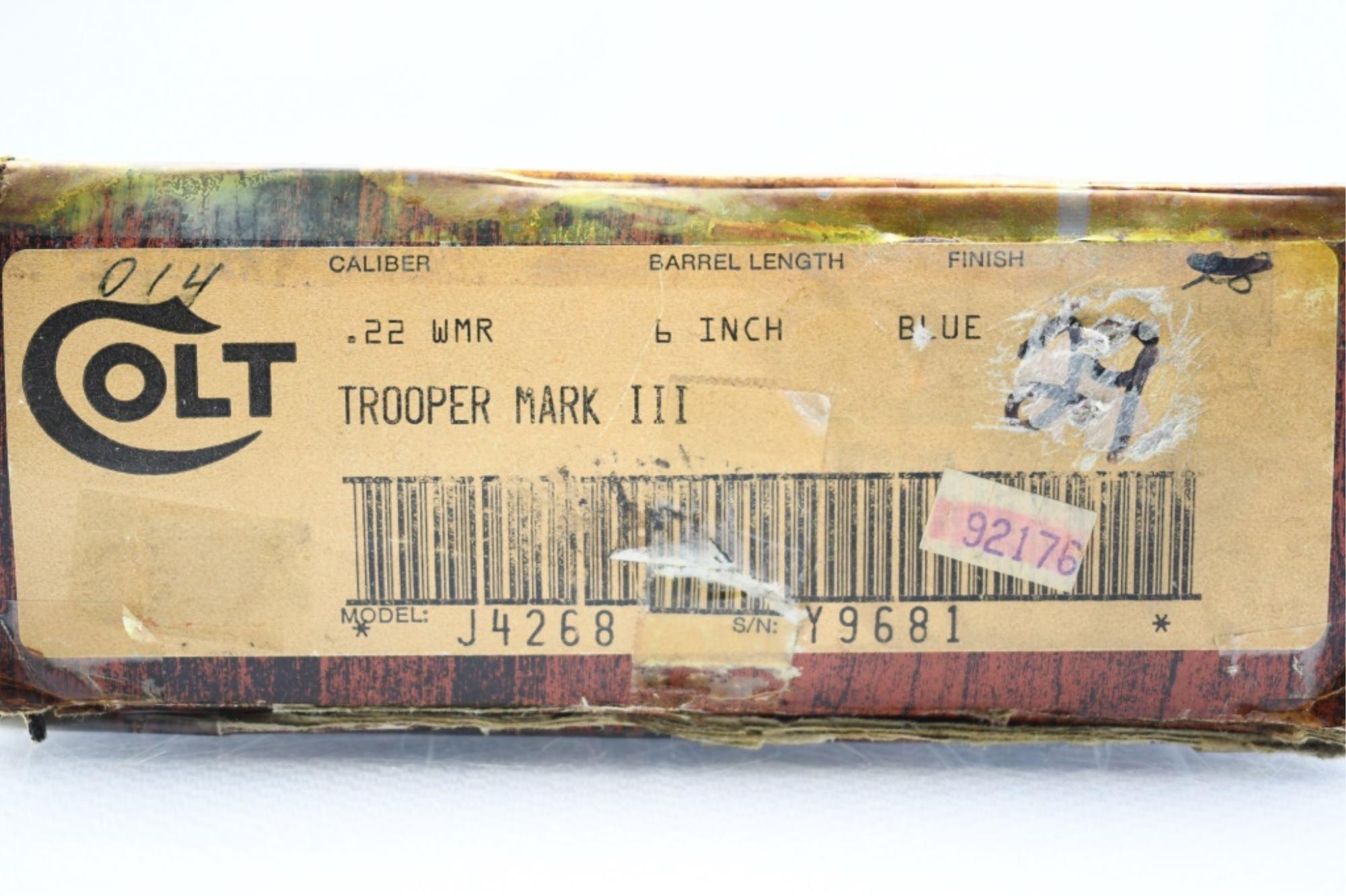 1979 Colt, Trooper MK III (6"), 22 Magnum R.F., Revolver (W/ Box), SN - Y9681