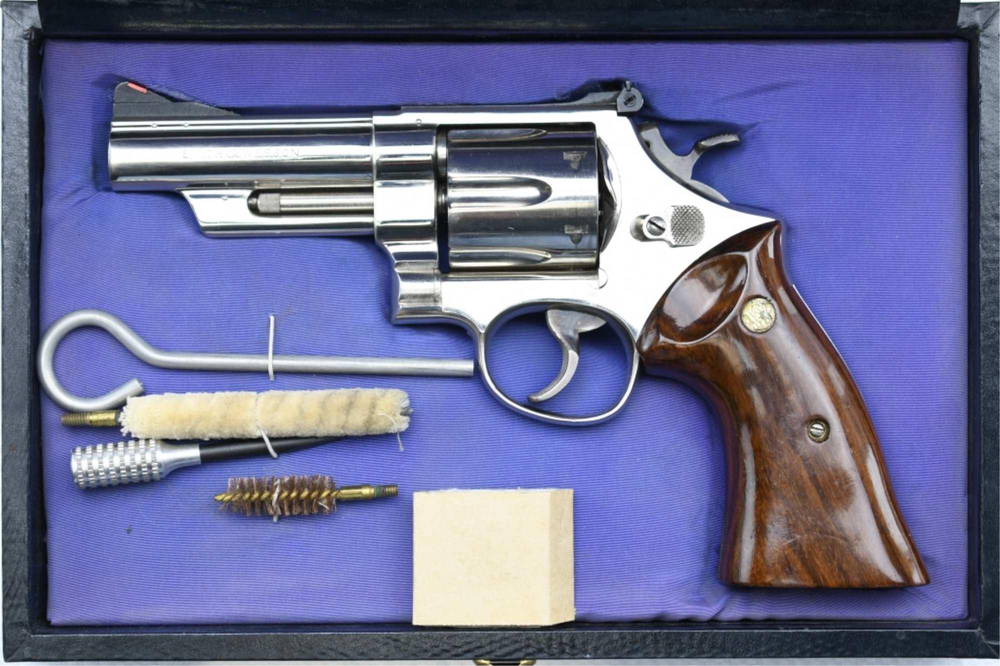 1956 Smith & Wesson, Cased Pre-29 "Five Screw" (4" Nickel), 44 Magnum, Revolver, SN - S168521