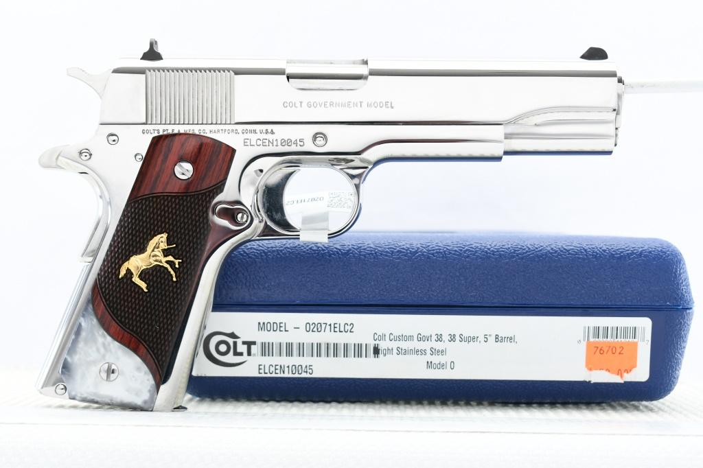 Colt, Custom Shop "EL CEN" 1911 - Bright Stainless, .38 Super, Semi-Auto (NIB), SN - ELCEN10045