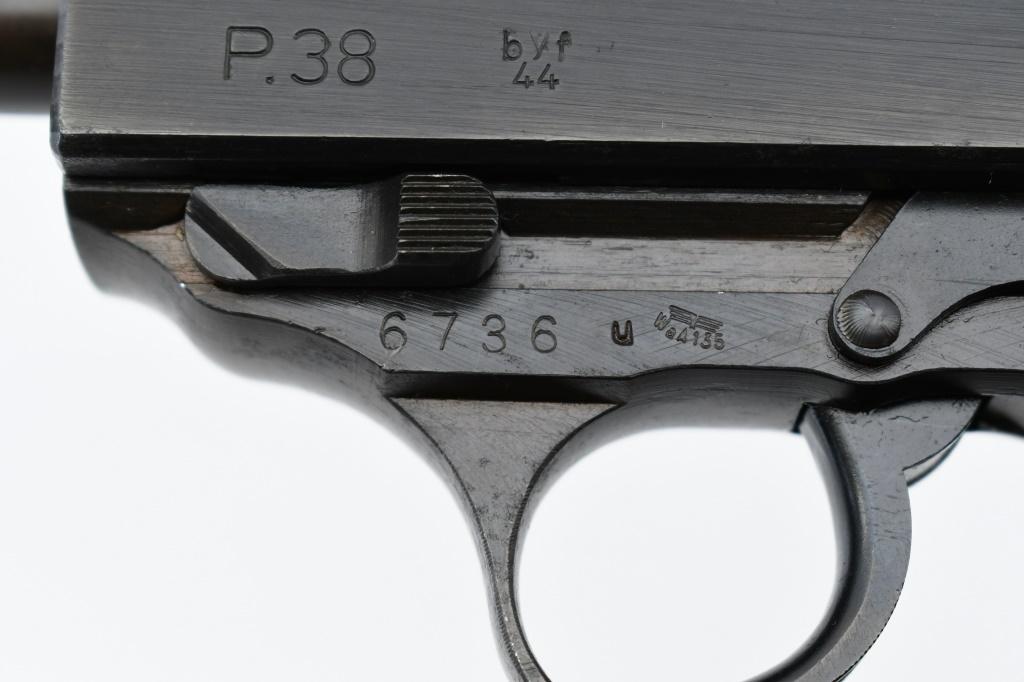 1944 WWII German Mauser, P38, 9mm Luger, Semi-Auto, SN - 6736u