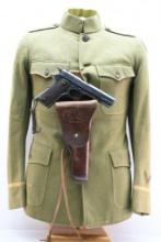 1918 U.S. Army Colt 1911, 45 ACP Pistol W/ Holster & Officers Tunic, SN - 294608