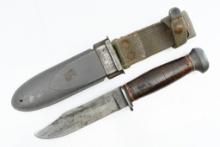 WWII U.S.N. Mark I Fighting Knife (5" Blade) W/ Scabbard - PAL Cutlery Co.