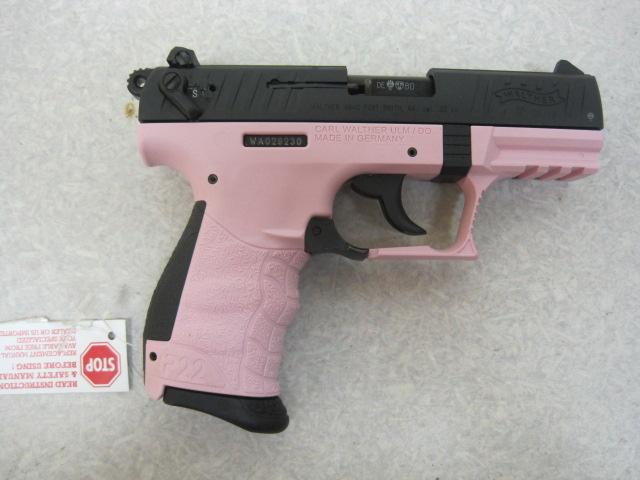 Walther mod.P22 22 LR cal semi auto pistol pink w/black slide NIB ser # WA0