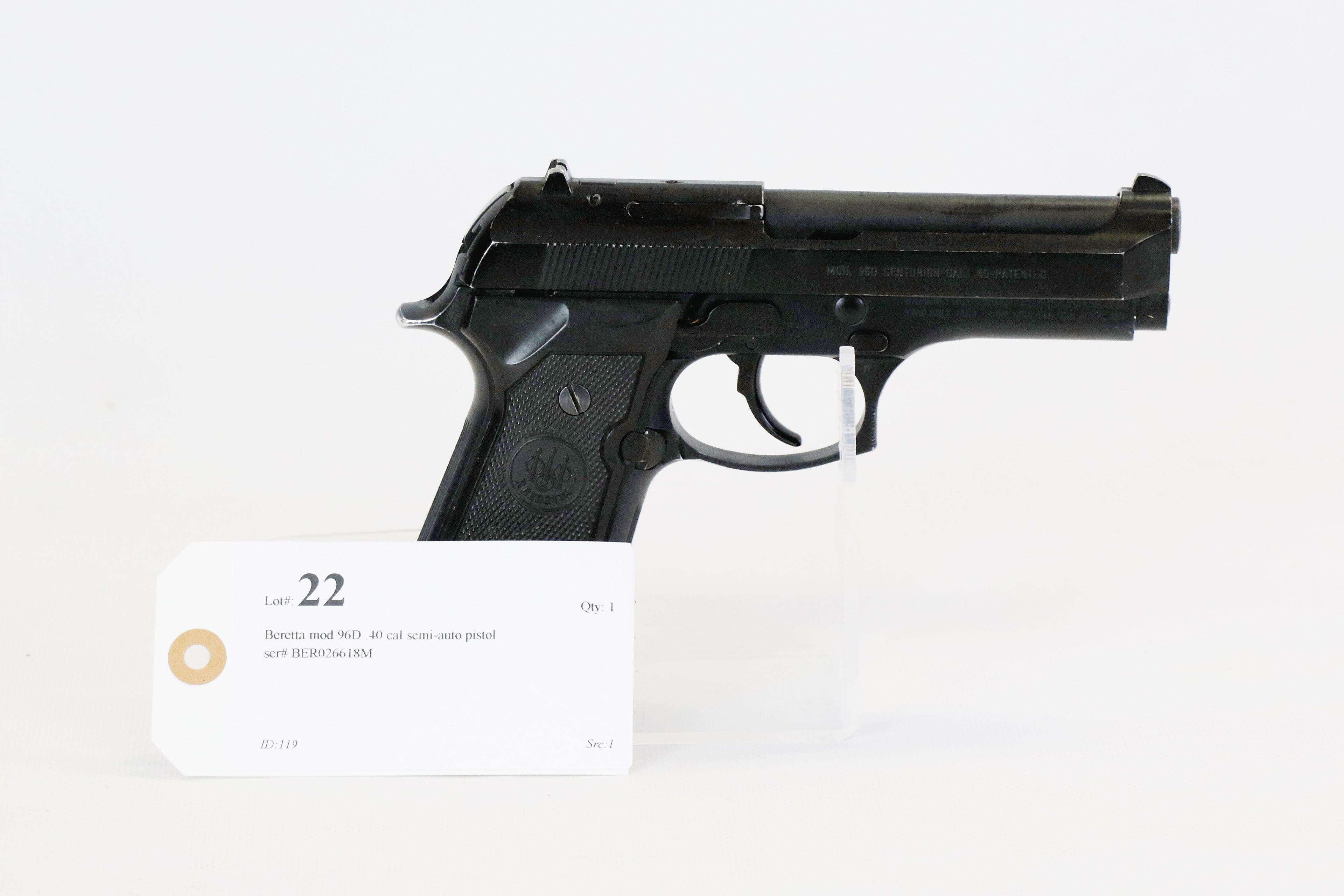 Beretta mod 96D .40 cal semi-auto pistol