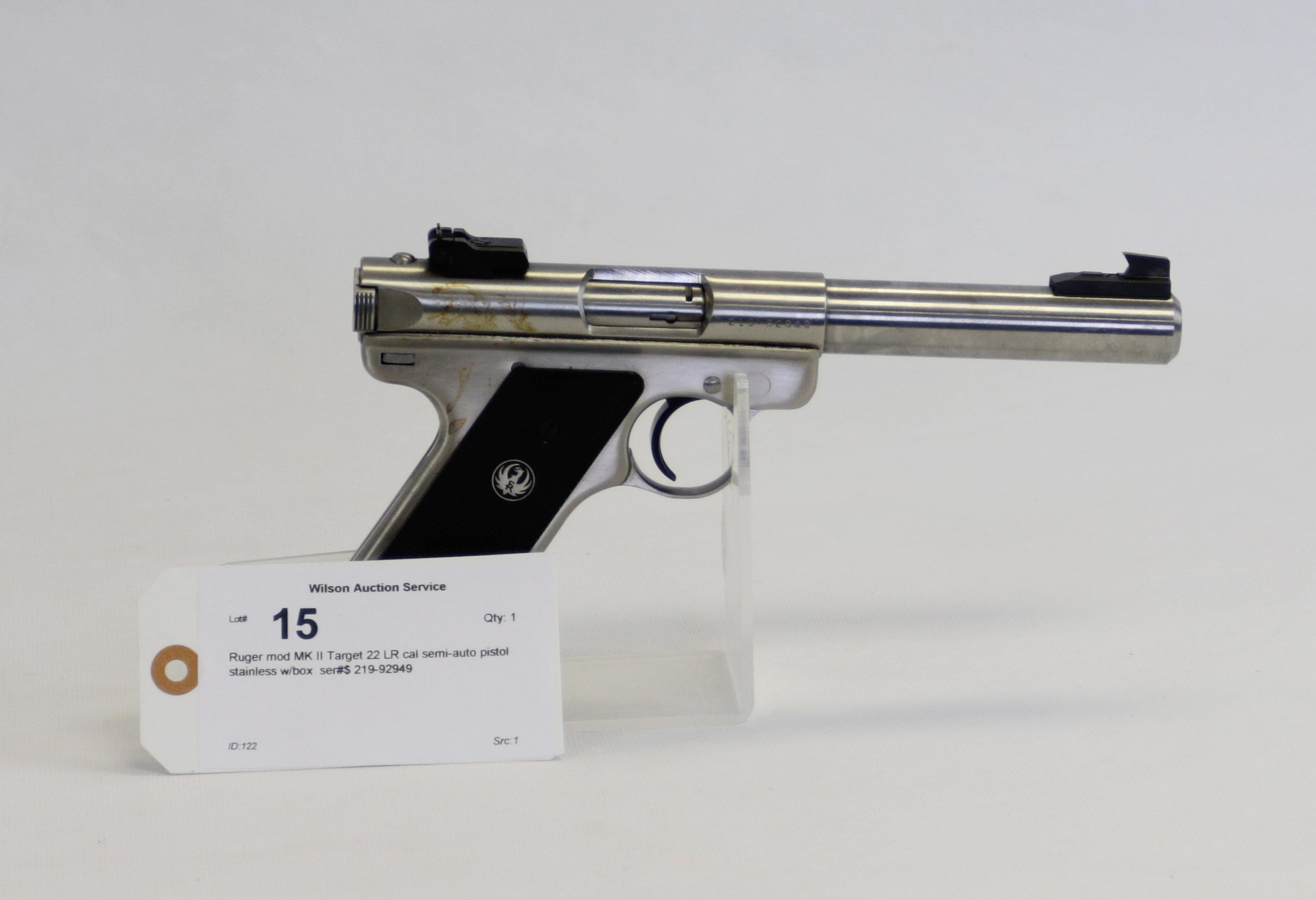 Ruger mod MK II Target 22 LR cal semi-auto pistol