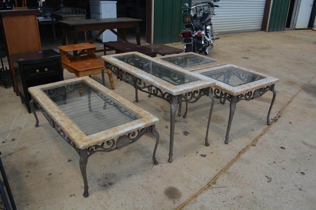 4 GLASS TOP TABLE SETS
