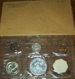 1962 U.S. Mint Silver Proof Set with Envelope Franklin Half  5 coin set