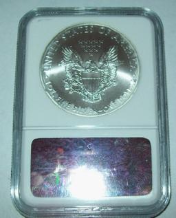 2008 NGC MS69 American Silver Eagle 1 troy oz. .999 Fine Silver Dollar