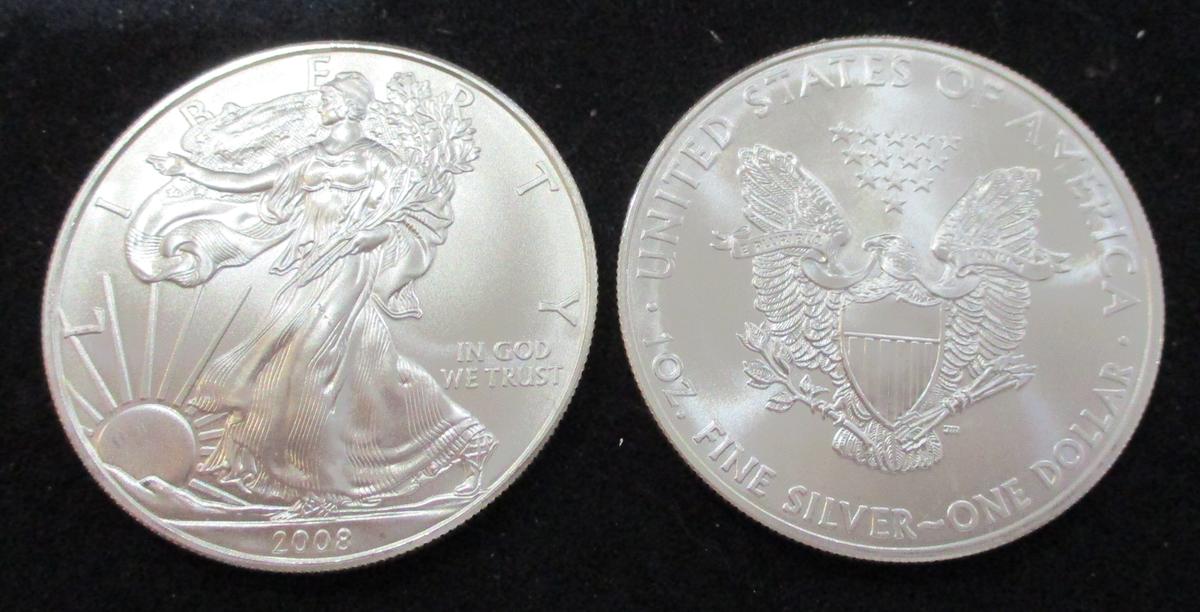 2008 American Silver Eagle 1 troy oz. .999 Fine Silver Dollar Coin