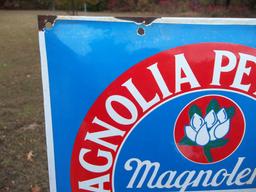Porcelain Magnolia Petroleum Company Sign Magnolene Motor Oils For Sale Here Station Sign