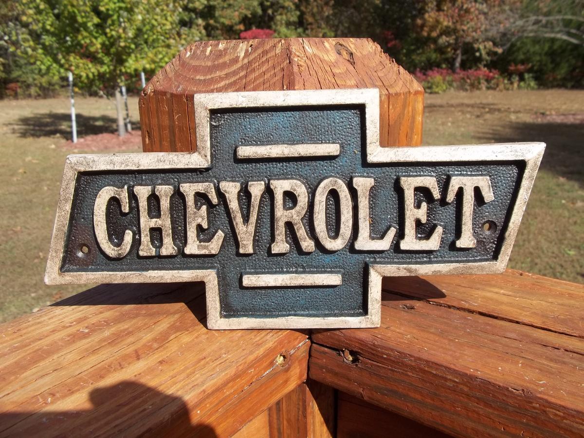 Thick Heavy Cast Iron Chevrolet Bowtie Sign Plaque Chevy Car Sign