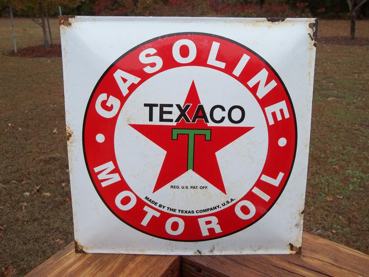 Porcelain Texaco Gasoline Motor Oil Made By The Texas Company USA Pump Gas Station Pump Plate
