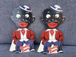 2 Black Americana Smoking Sambo Cardboard Paper Cut-Out Stand-Up