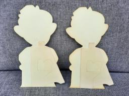 2 Black Americana Smoking Sambo Cardboard Paper Cut-Out Stand-Up