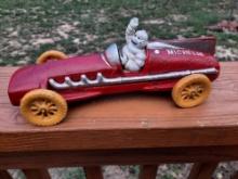 Cast Iron Hubley Michelin Man In Car Toy Car Advertising Tire Company