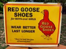 Large Heavy Porcelain Red Goose Shoes Sign Wear Better Last Longer Advertising Shoe Store Sign