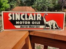 New Old Stock Tin Metal Sign Sinclair Motor Oils Best For Motor Cars Dinosaur Gas Oil Sign