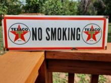 Porcelain Texaco No Smoking Sign Gas Pump Plate Station Sign