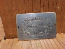 Brass Wells Fargo Express Co Human Body Corpse Toe Tag Date Bonded