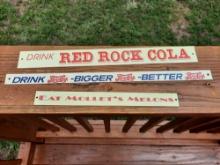 Lot of 3 NOS New Old Stock Painted Metal Shelf Store Strip Advertising Signs Pepsi Cola