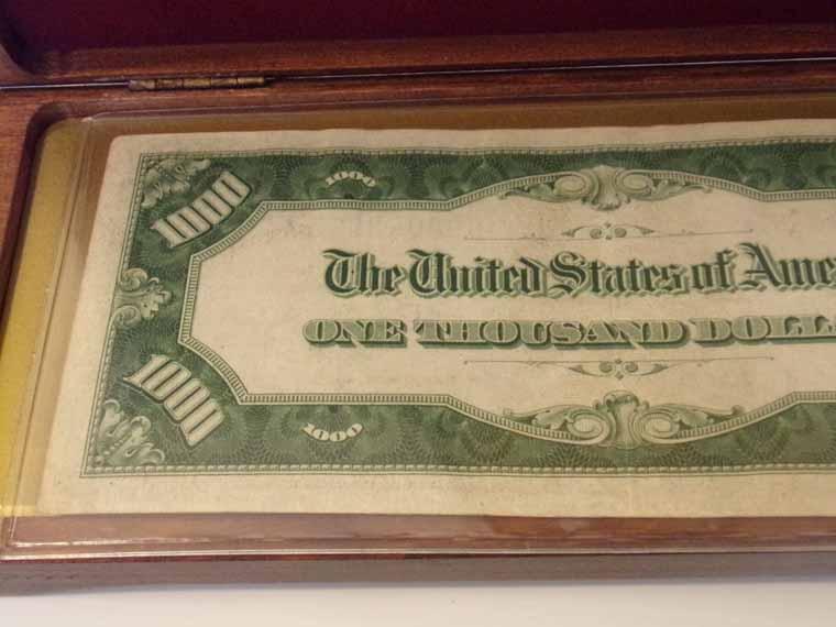 1934A $1,000 Bill In Wooden Display Case