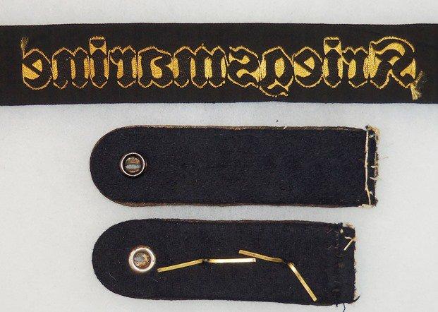 3 pcs. WW2 Kriegsmarine Shoulder Boards/Cap Tally