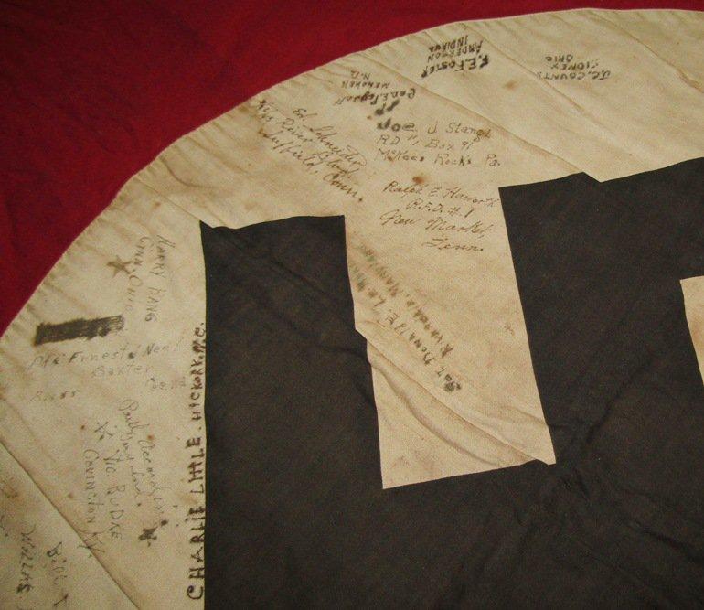 WW2 German NSDAP Banner/Flag With U.S. Vet Signatures