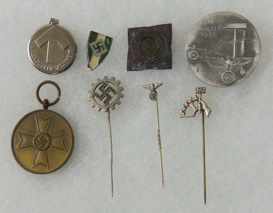 8 pcs. WW2 German Misc. Template/Pins/Stickpins/War Merit Medal