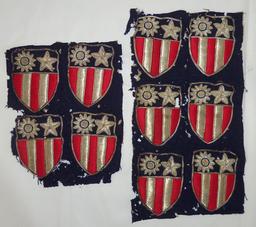 2 pcs. WWII US CBI Bullion Patches-Uncut Cloth of Six & Four