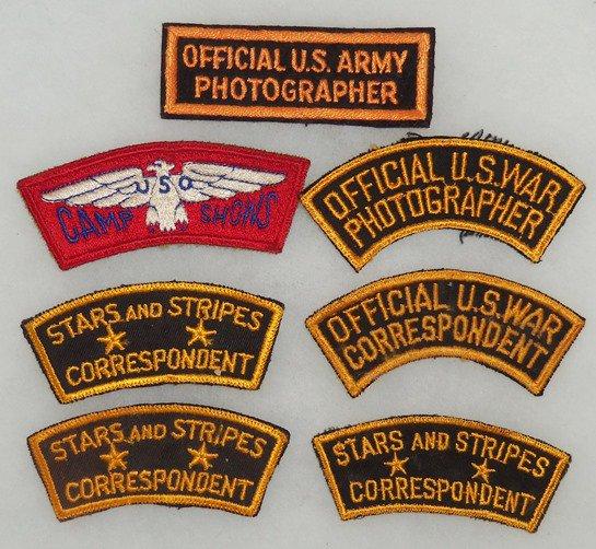 7pcs-WWII U.S. Photographer/War Correspondent/USO Shoulder Patches