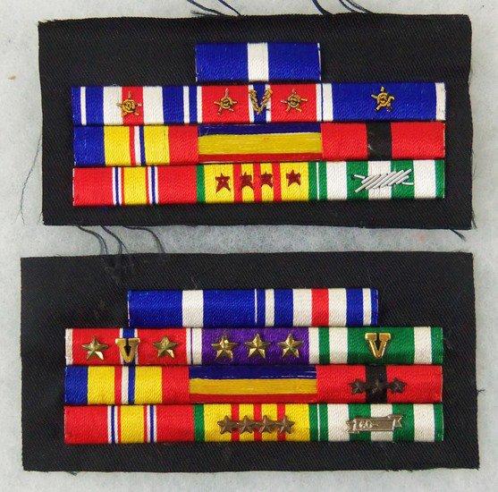 2pcs- Vietnam War Period USMC/USN Sewn Style Ribbon Bar Clusters-Navy Cross-Silver Star..Etc..