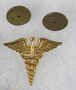 Rare Early WWII US Army Air Corp Flight Surgeon Wings/Collar Insignia