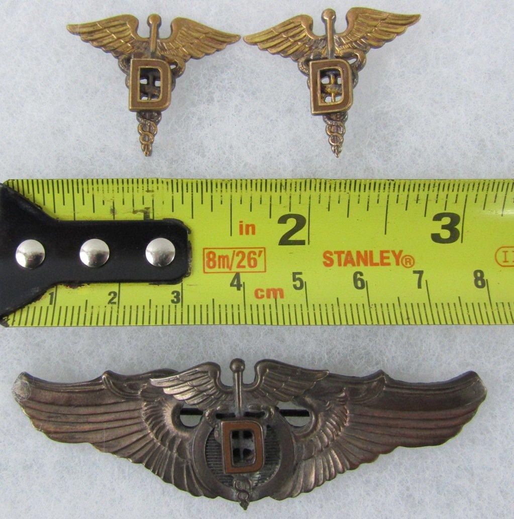 Rare WWII USAAC Flight Dental Surgeon Wings/Collar Insignia