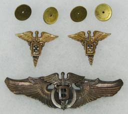Rare WWII USAAC Flight Dental Surgeon Wings/Collar Insignia