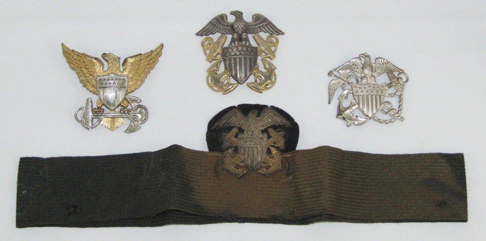 4pcs-WW2 USN/Coast Guard/Public Health Visor Cap Device Insignia