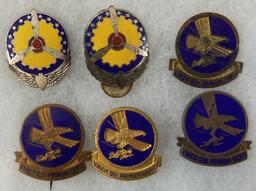 6 pcs. WW2 US Army Air Corps Troop Carrier Command/Air Technical Service Command Pins