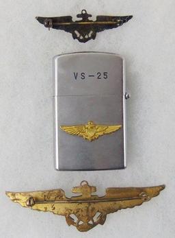 3 pcs. Vietnam War USN/VS-25 Squadron Lighter/Wings (MA43/RM)