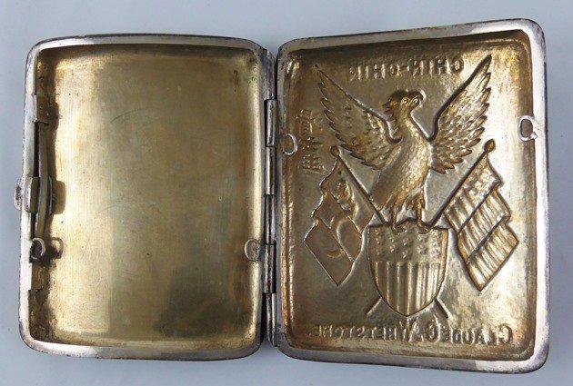 Early 1900's to WW2 Period Theater Made Silver Cigarette Case-Military Motif (MA42)