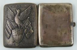 Early 1900's to WW2 Period Theater Made Silver Cigarette Case-Military Motif (MA42)