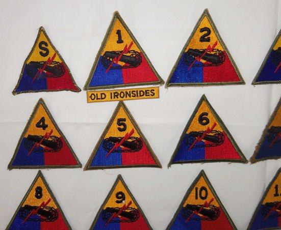 17 pcs. WW2 US Armored Division Patch Grouping