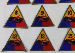 17 pcs. WW2 US Armored Division Patch Grouping